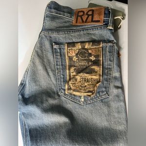 DOUBLE RR JEANS CLR:BLUE LOW STRAIGHT RINSE MEN'S DENIM JEANS SZ 31X32 NWT
